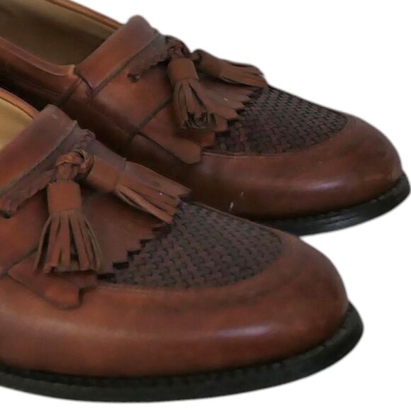 Allen Edmonds Cody Kiltie Tassel Loafers Mens 10E Brown Leather Woven Shoes main image 11